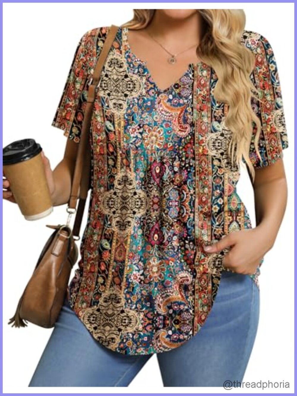 Plus Size Tunic Top Short Sleeve V-Neck Dressy Blouse